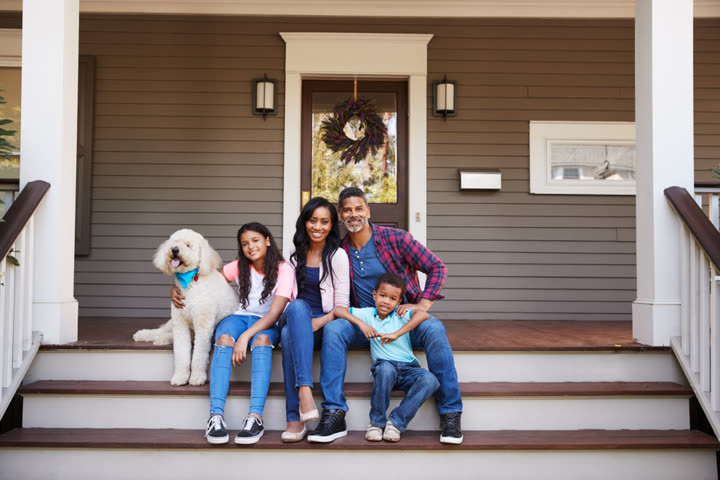 Family at new home